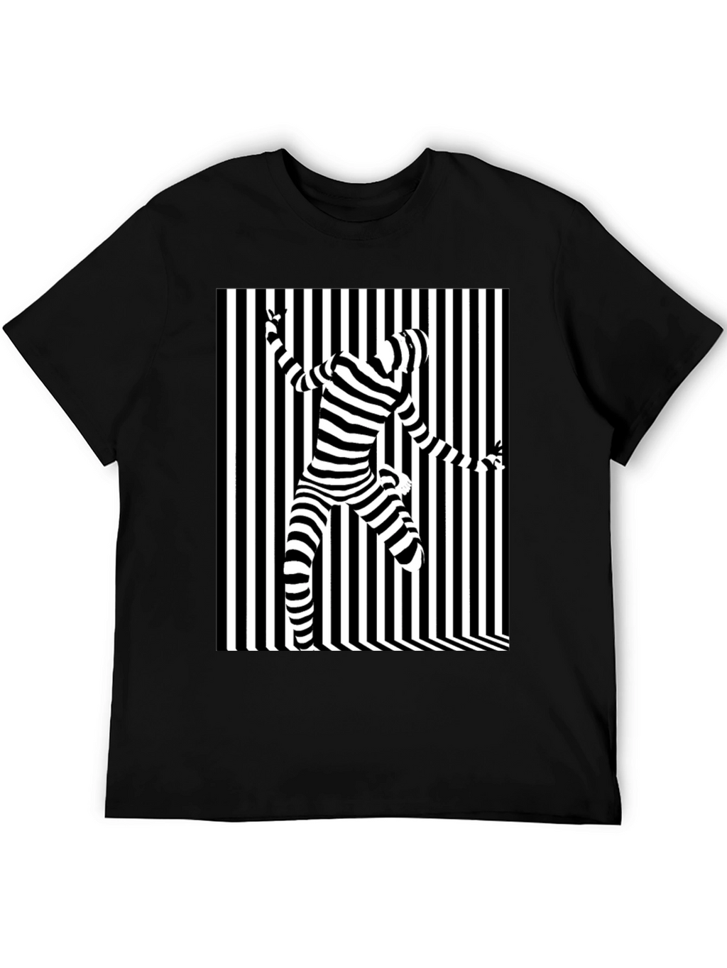Optical Illusion Striped Tee - Modern Graphic Print