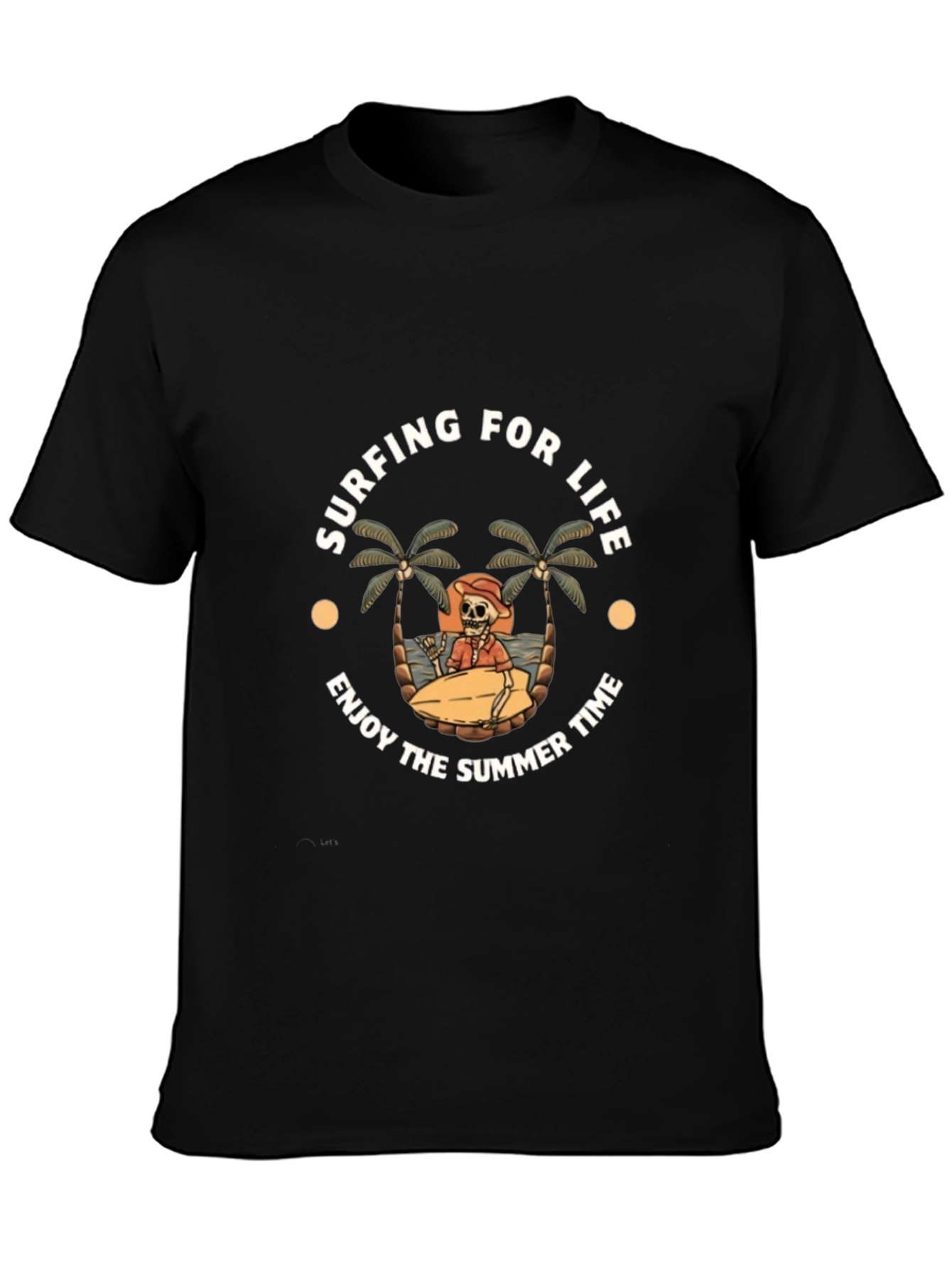 Surfing for Life Black Graphic T-Shirt