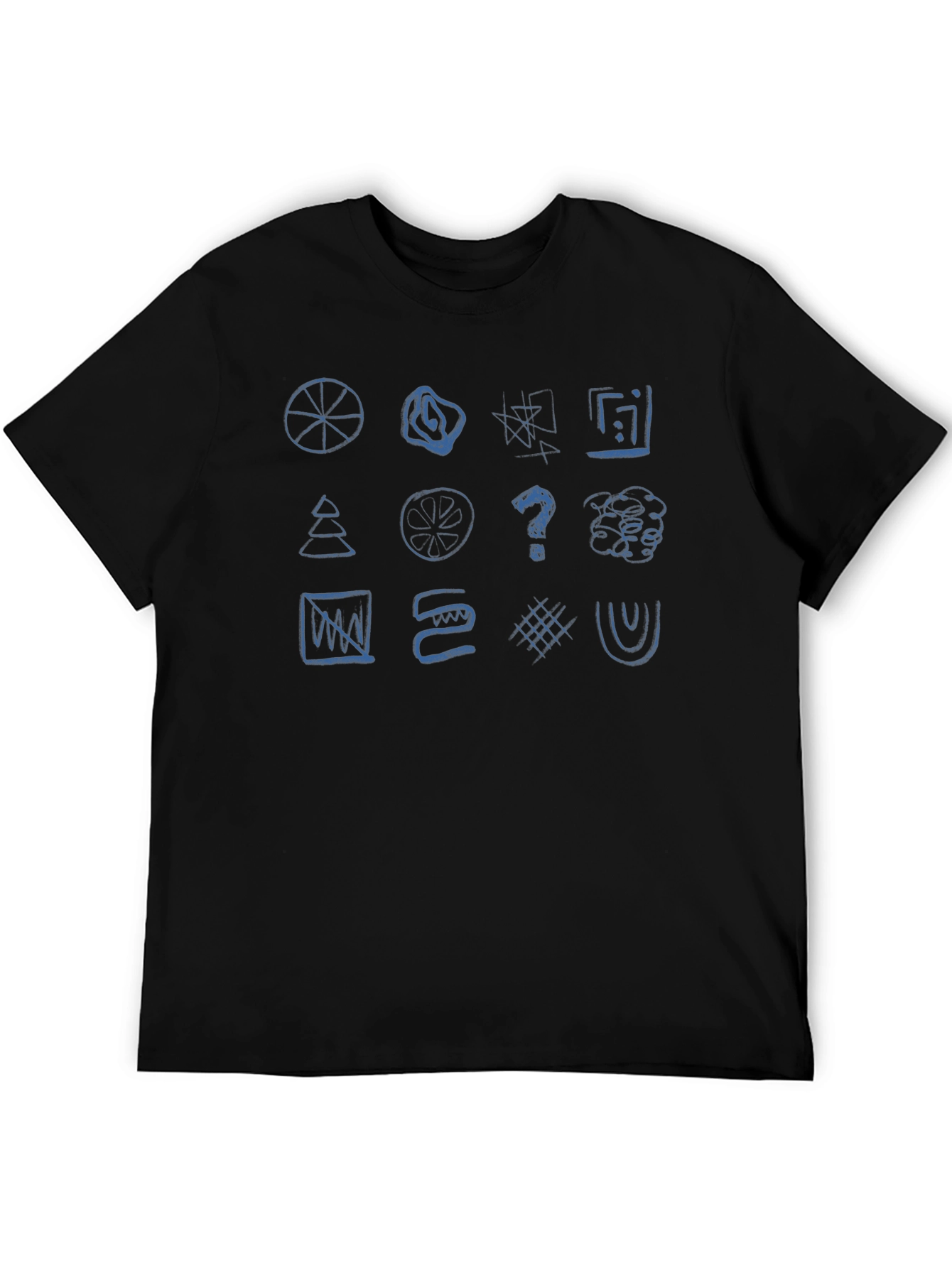 Abstract Doodle Print Black T-Shirt