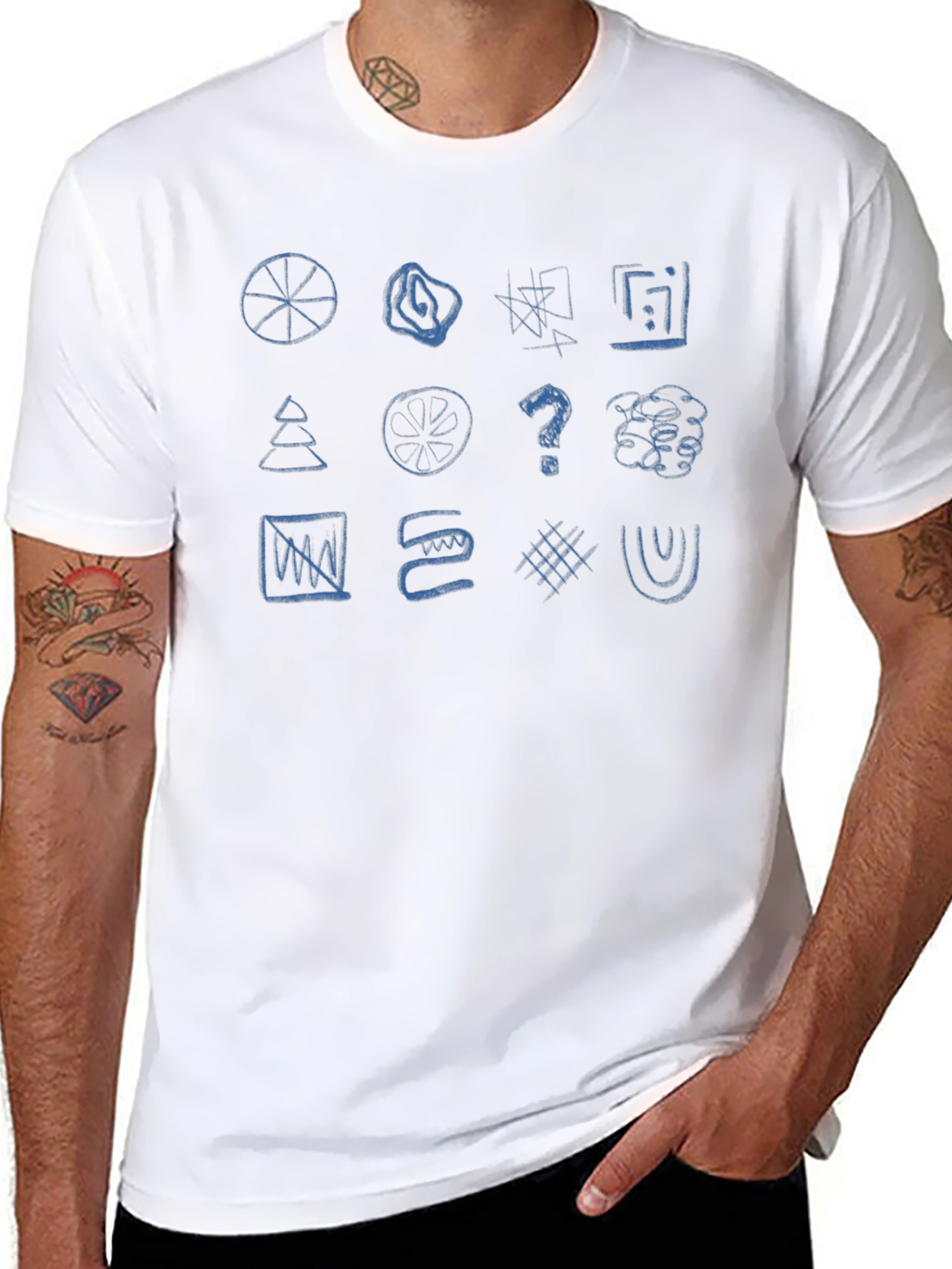 Abstract Doodle Print Black T-Shirt