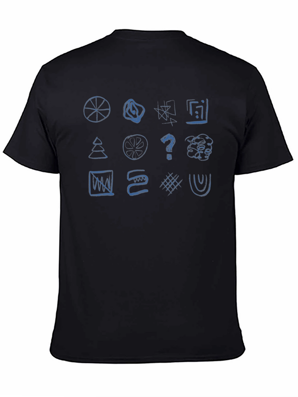 Abstract Doodle Print Black T-Shirt