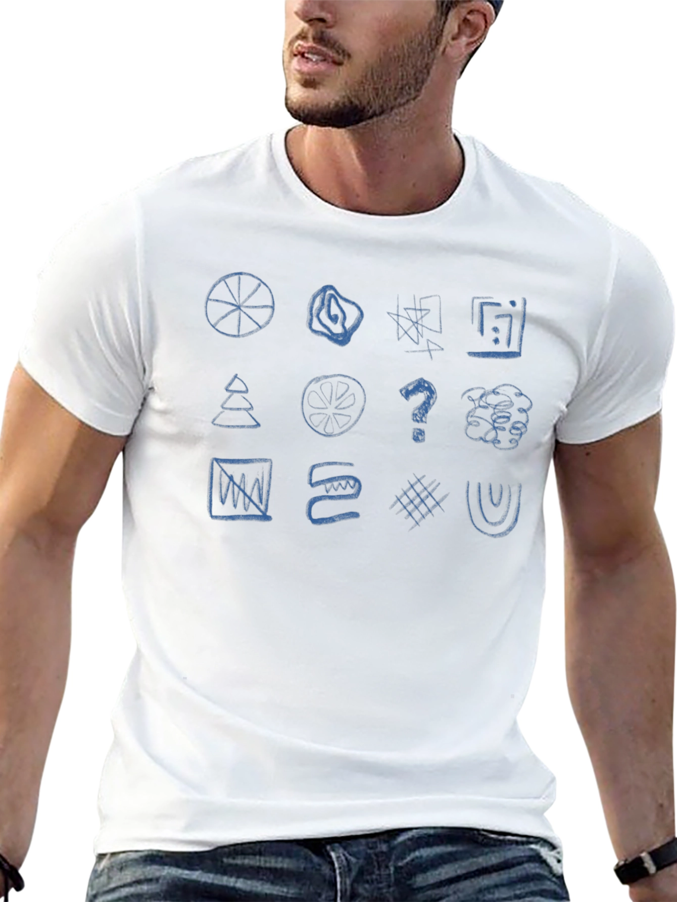 Abstract Doodle Print Black T-Shirt
