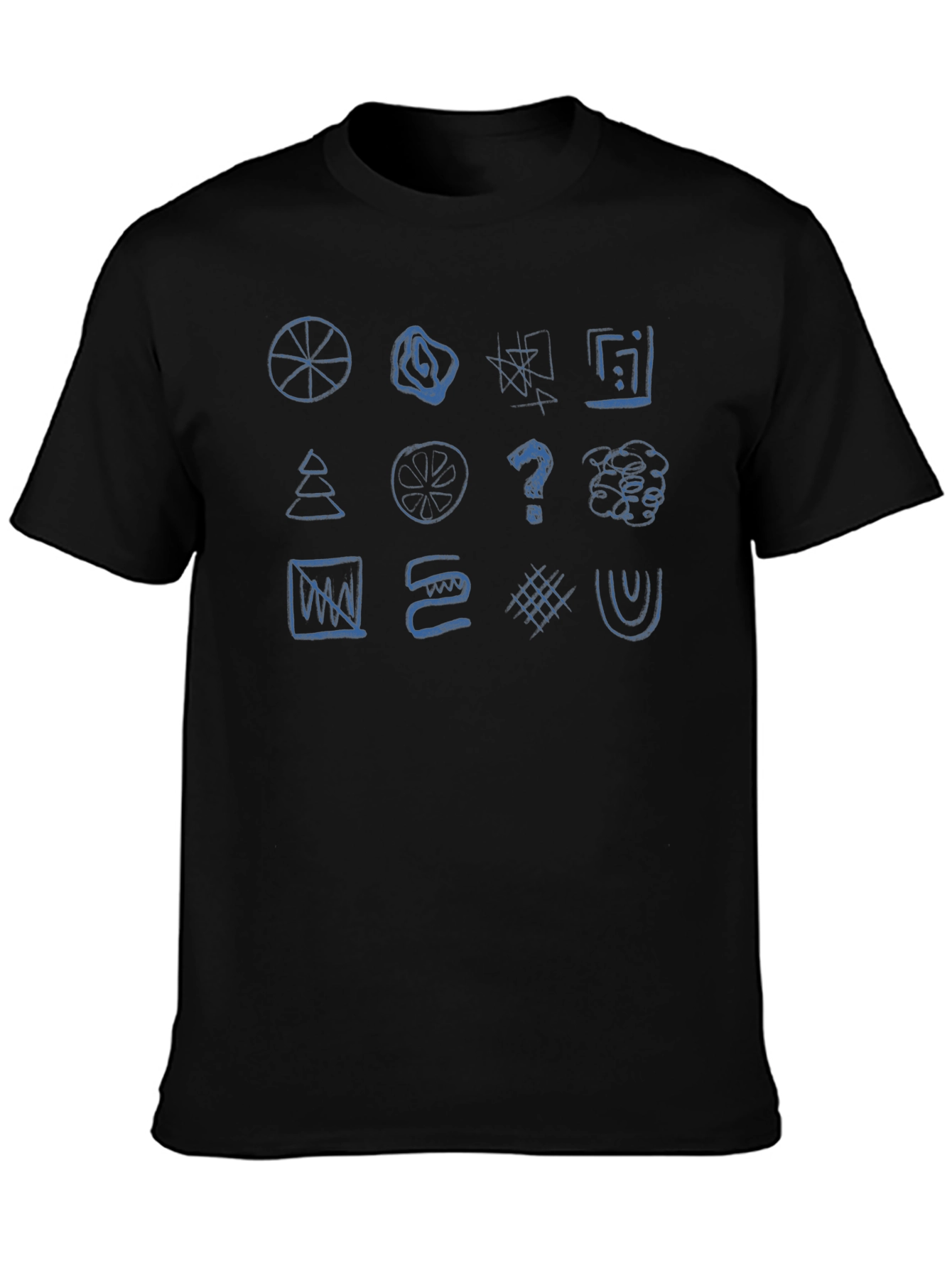 Abstract Doodle Print Black T-Shirt