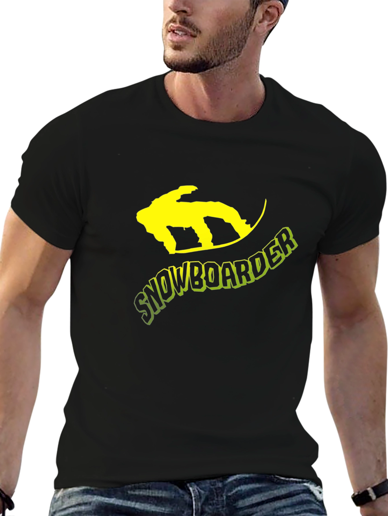 Snowboarder Graphic Tee - Black Cotton T-Shirt