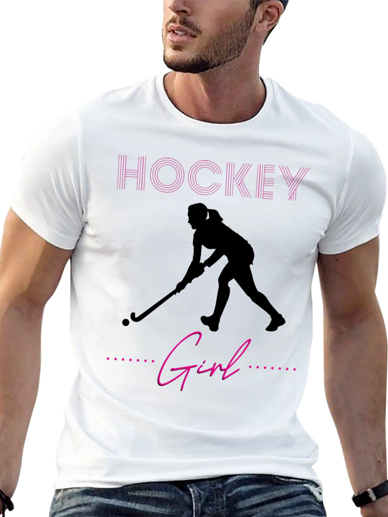 Hockey Girl Graphic Tee - Sporty Black T-Shirt