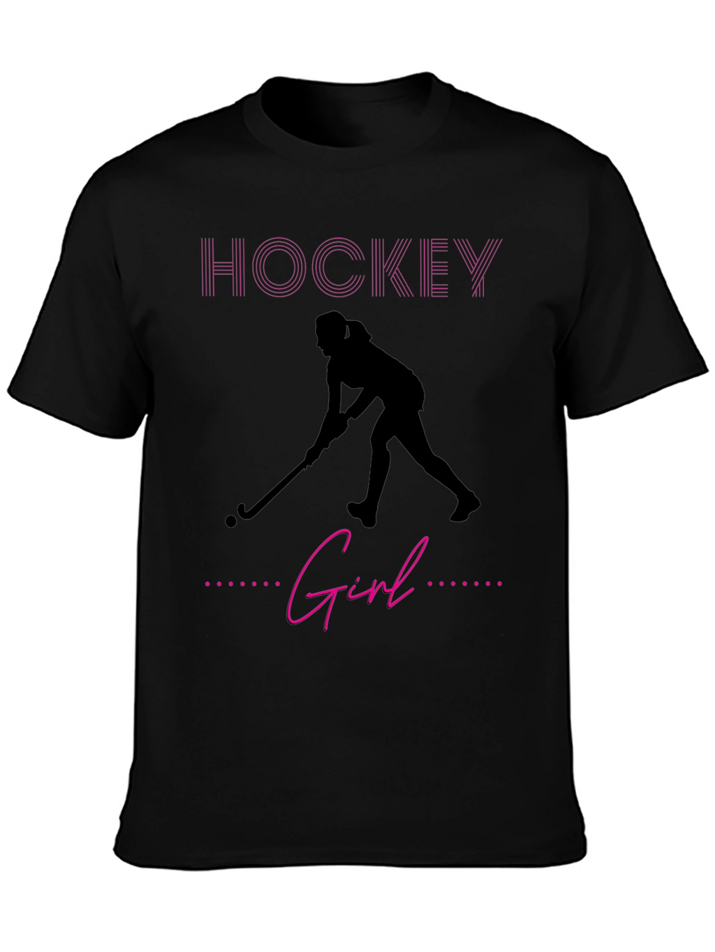 Hockey Girl Graphic Tee - Sporty Black T-Shirt