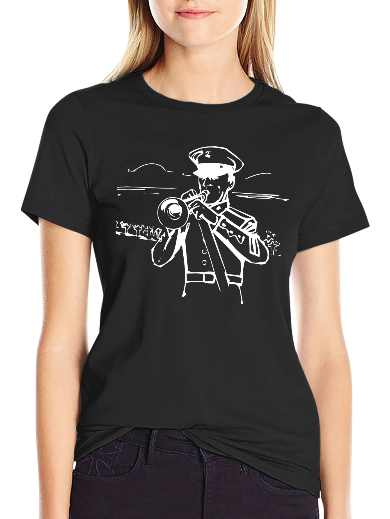 Marching Band Trumpet Player Graphic Tee - Black