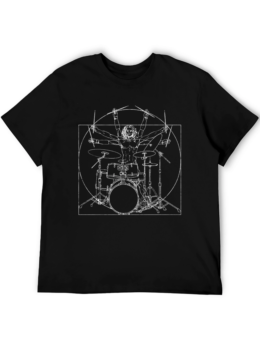 Drummer Vitruvian Man Graphic Tee - Black