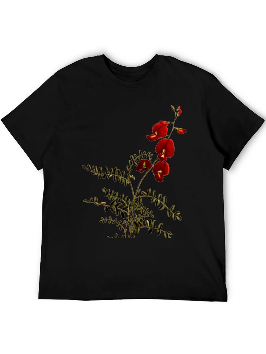 Botanical Print Black T-Shirt