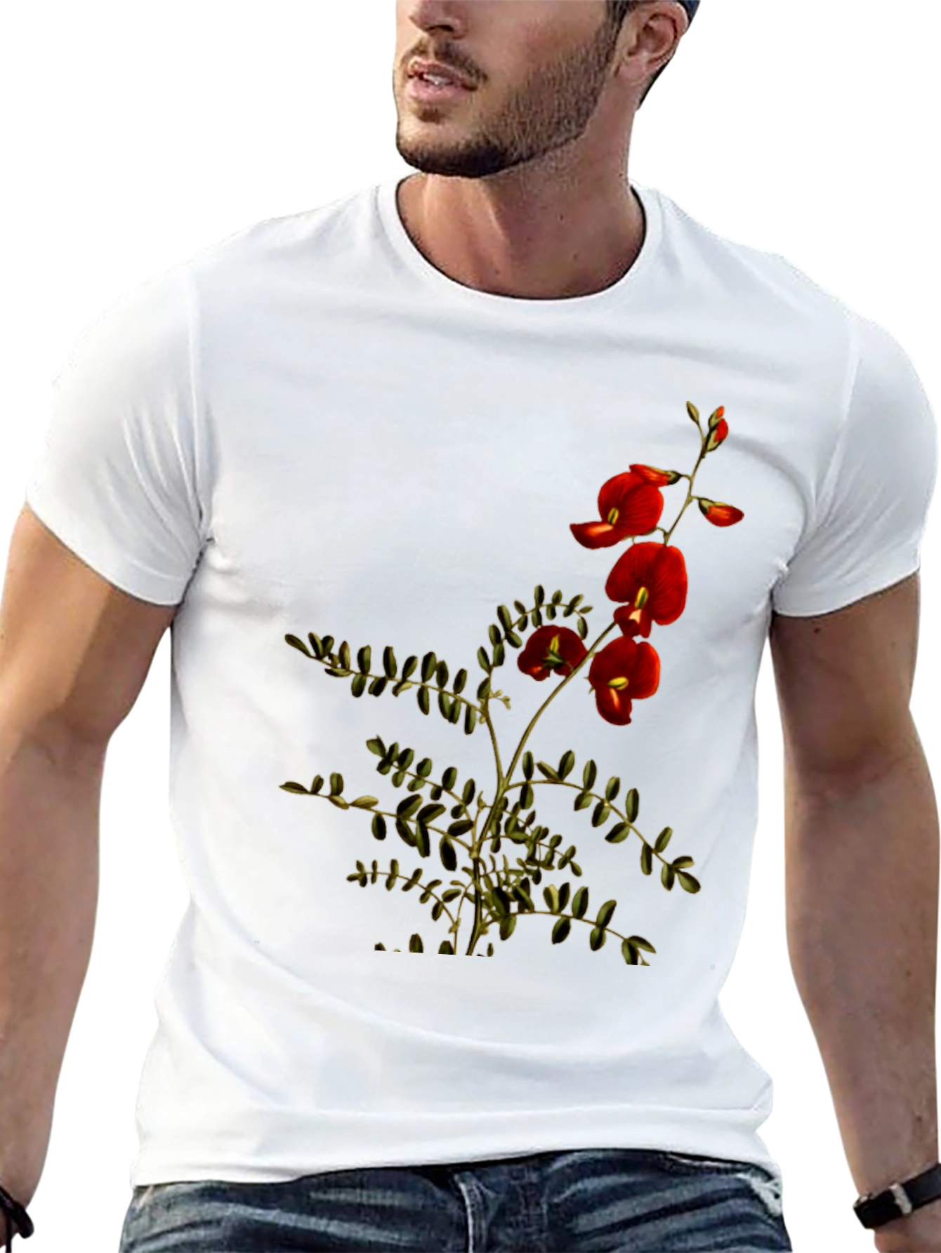 Botanical Print Black T-Shirt