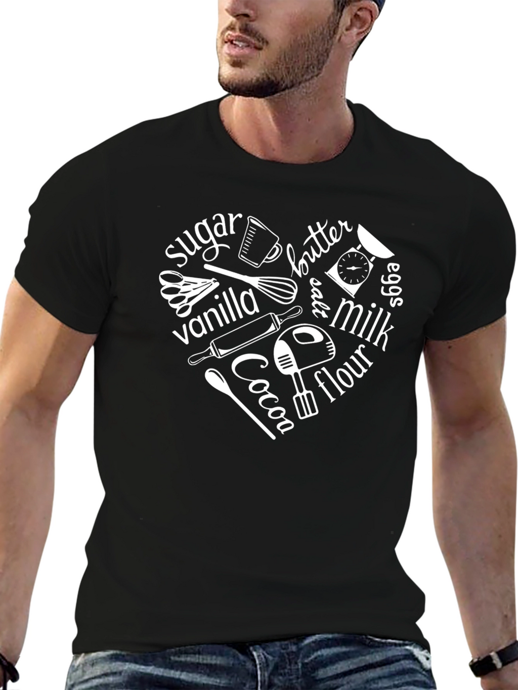 Baking Ingredients Heart Graphic T-Shirt