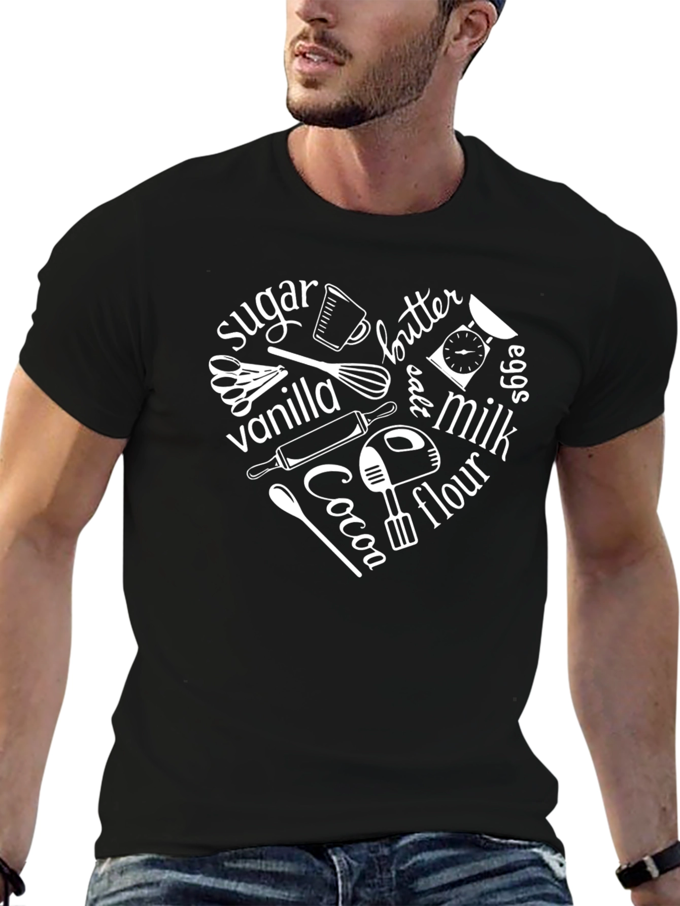 Baking Ingredients Heart Graphic T-Shirt