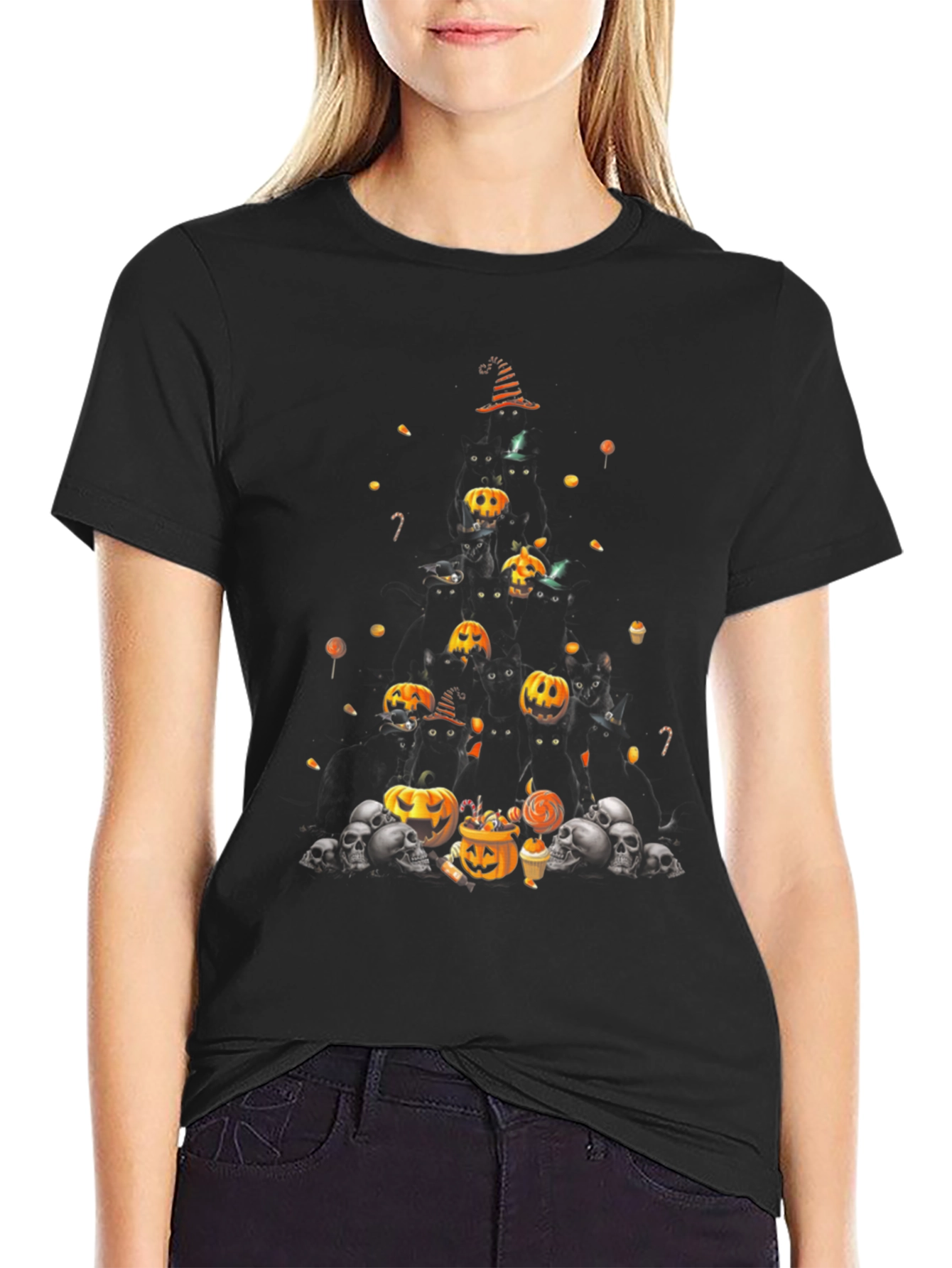 Halloween Pumpkin & Skull T-Shirt