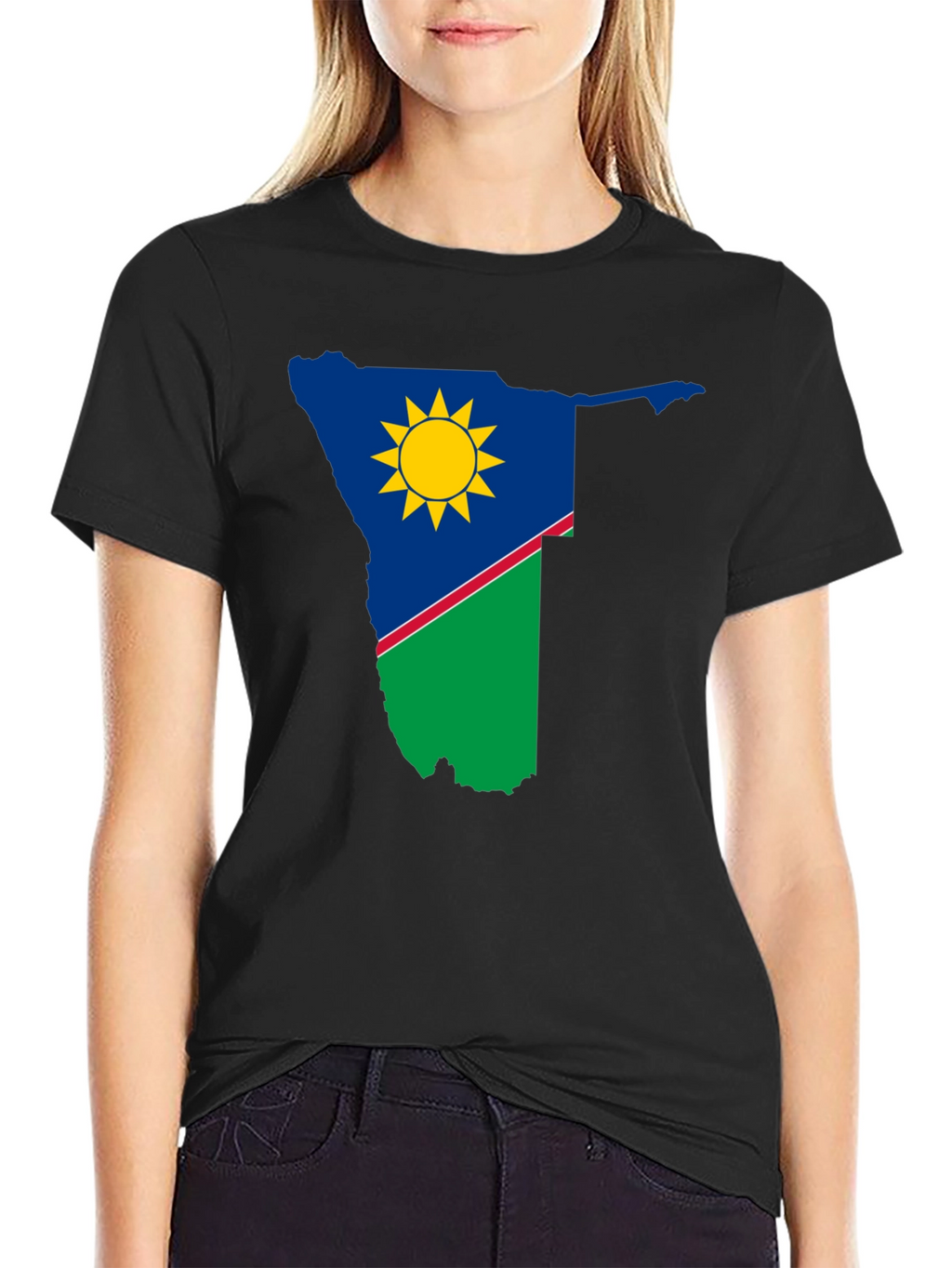 Namibia Flag Graphic T-Shirt - Black