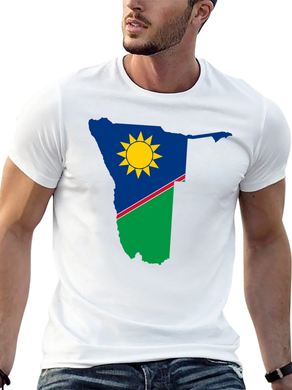 Namibia Flag Graphic T-Shirt - Black