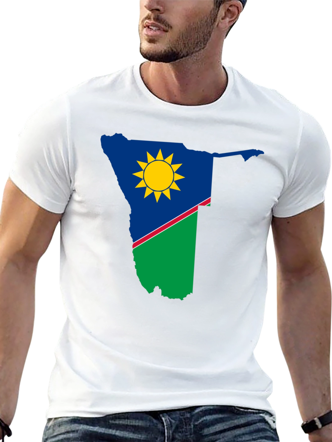 Namibia Flag Graphic T-Shirt - Black