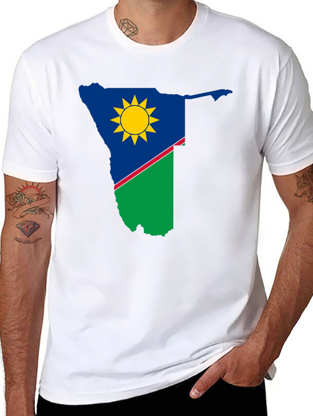 Namibia Flag Graphic T-Shirt - Black