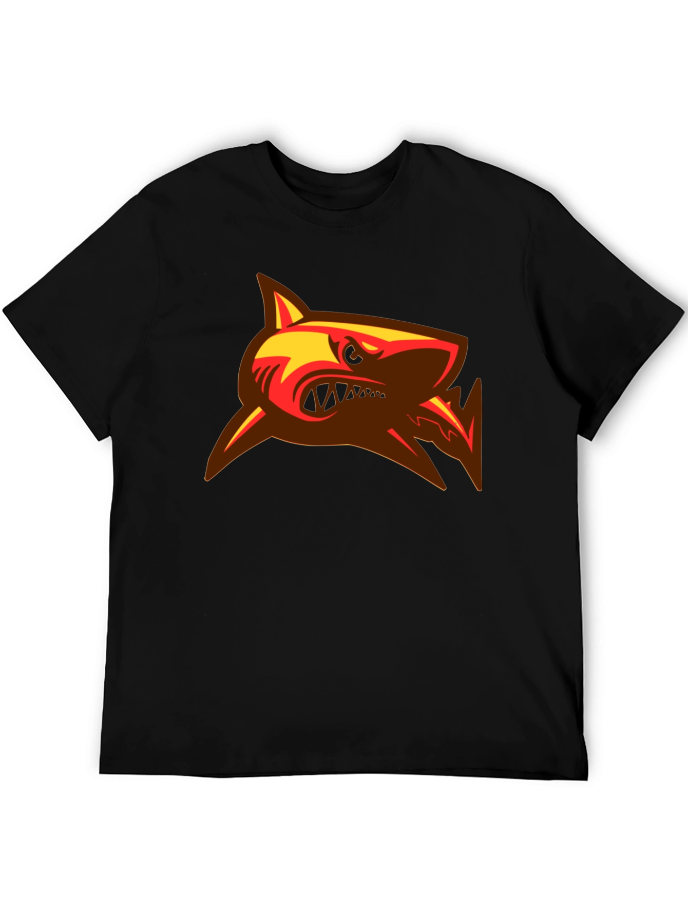 Mens Black T-Shirt with Shark Graphic