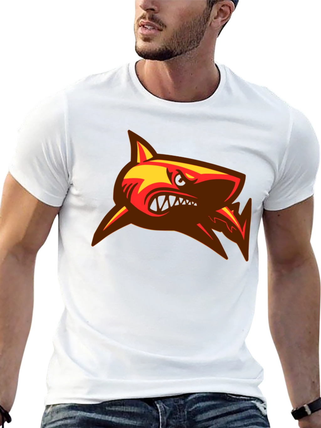 Mens Black T-Shirt with Shark Graphic