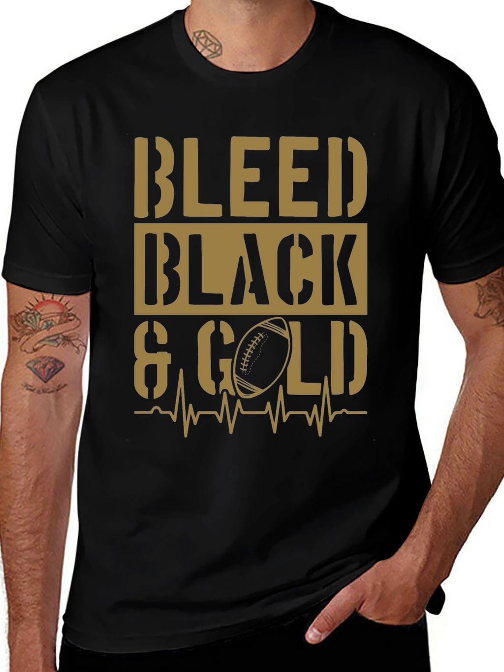 Bleed Black & Gold T-Shirt - Football Fan Apparel