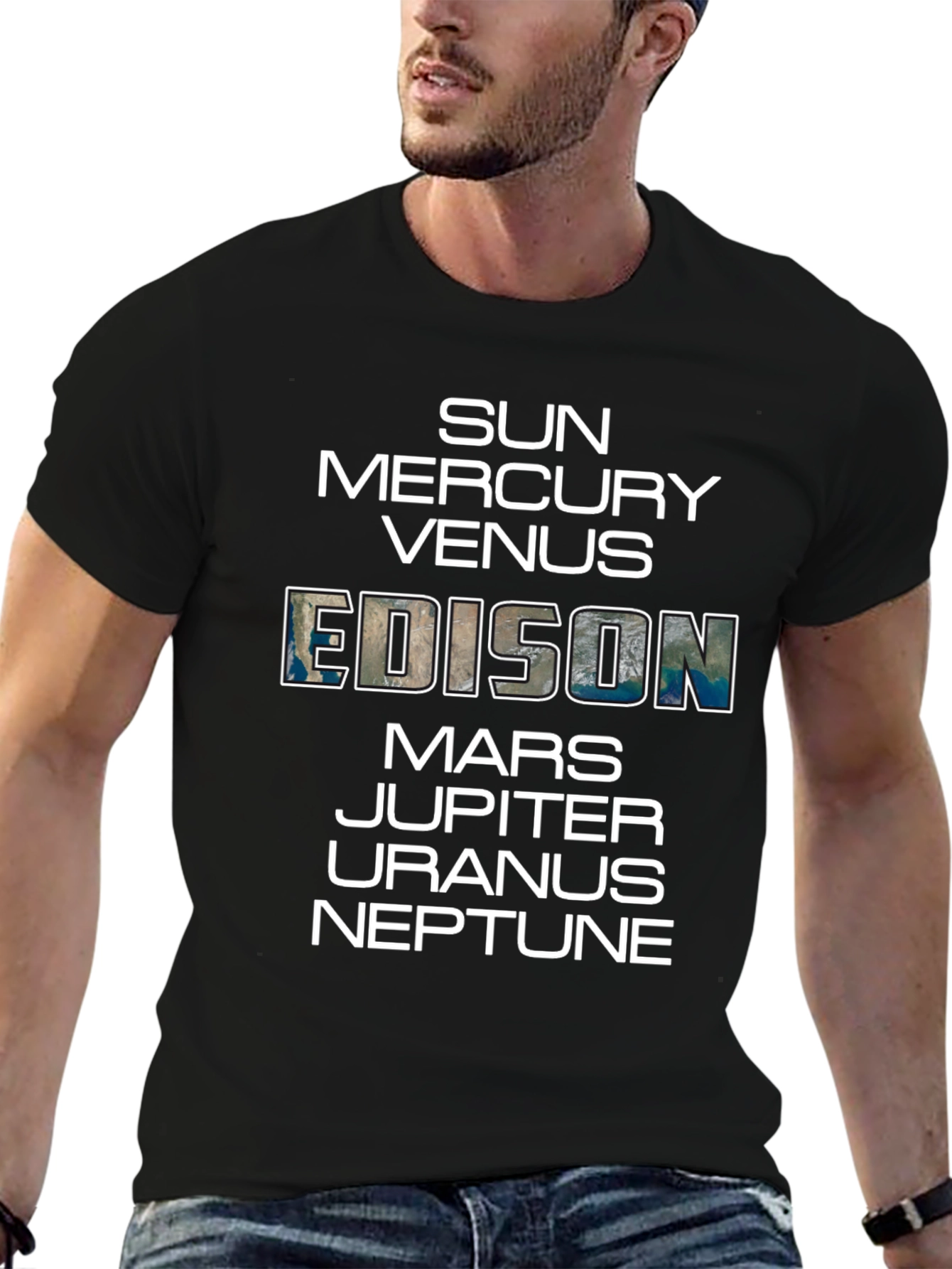 Planets T-Shirt - Space Edison Black Tee