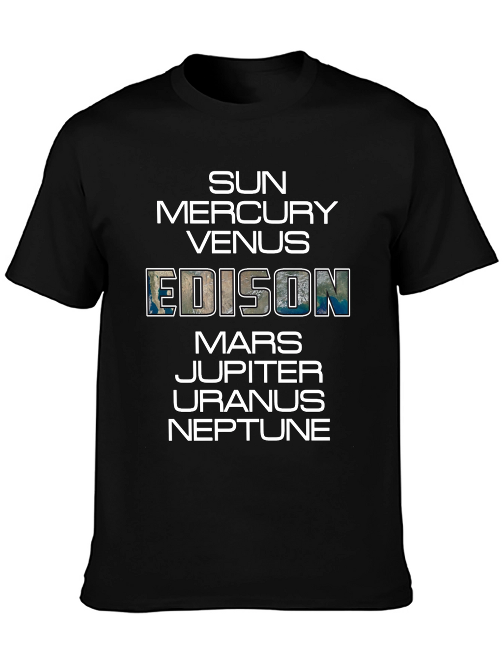 Planets T-Shirt - Space Edison Black Tee