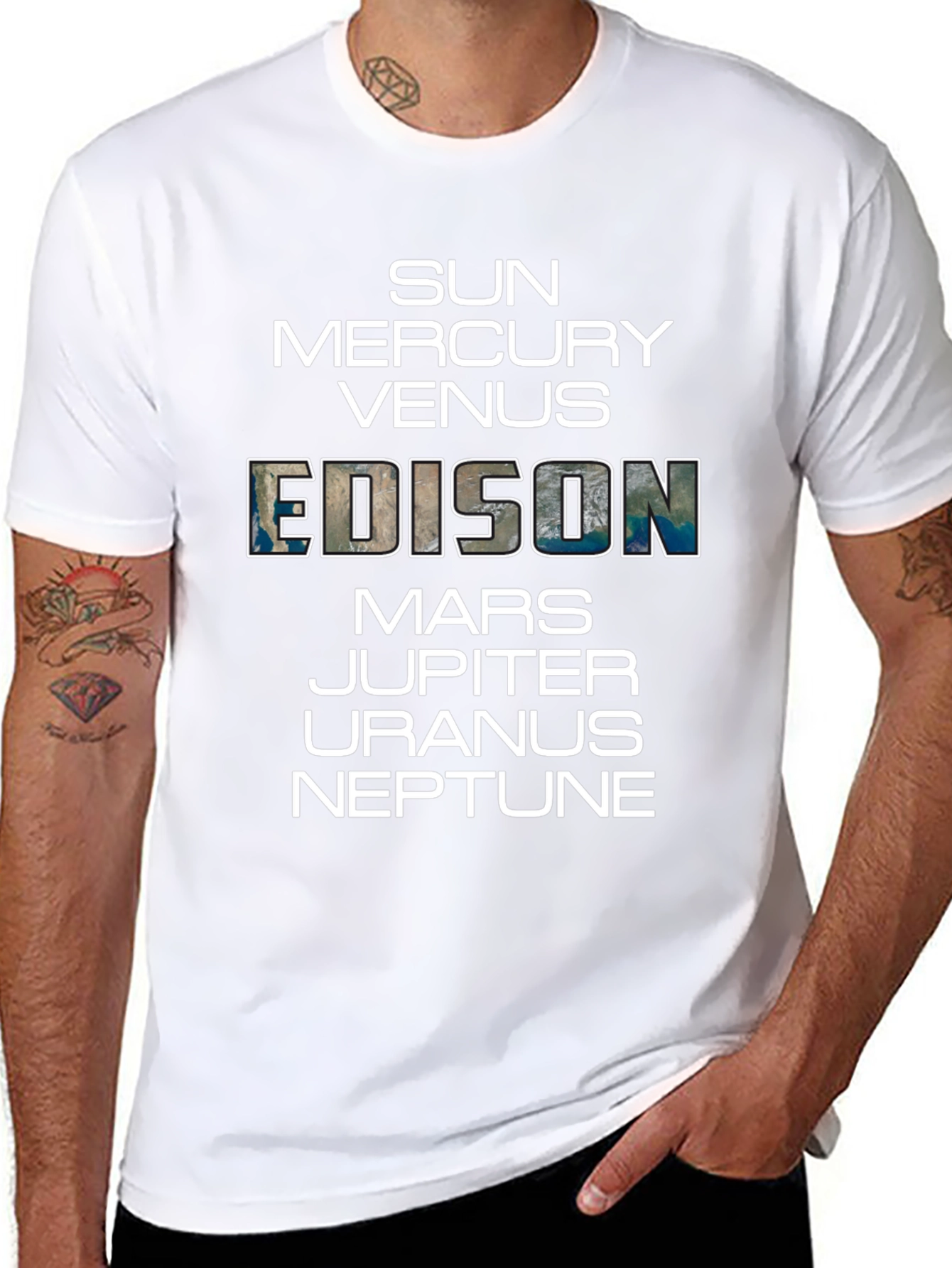 Planets T-Shirt - Space Edison Black Tee