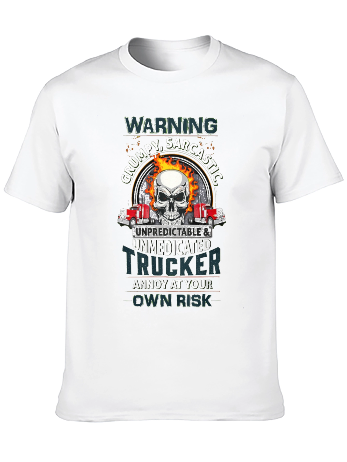 Warning Grumpy Trucker Skull T-Shirt