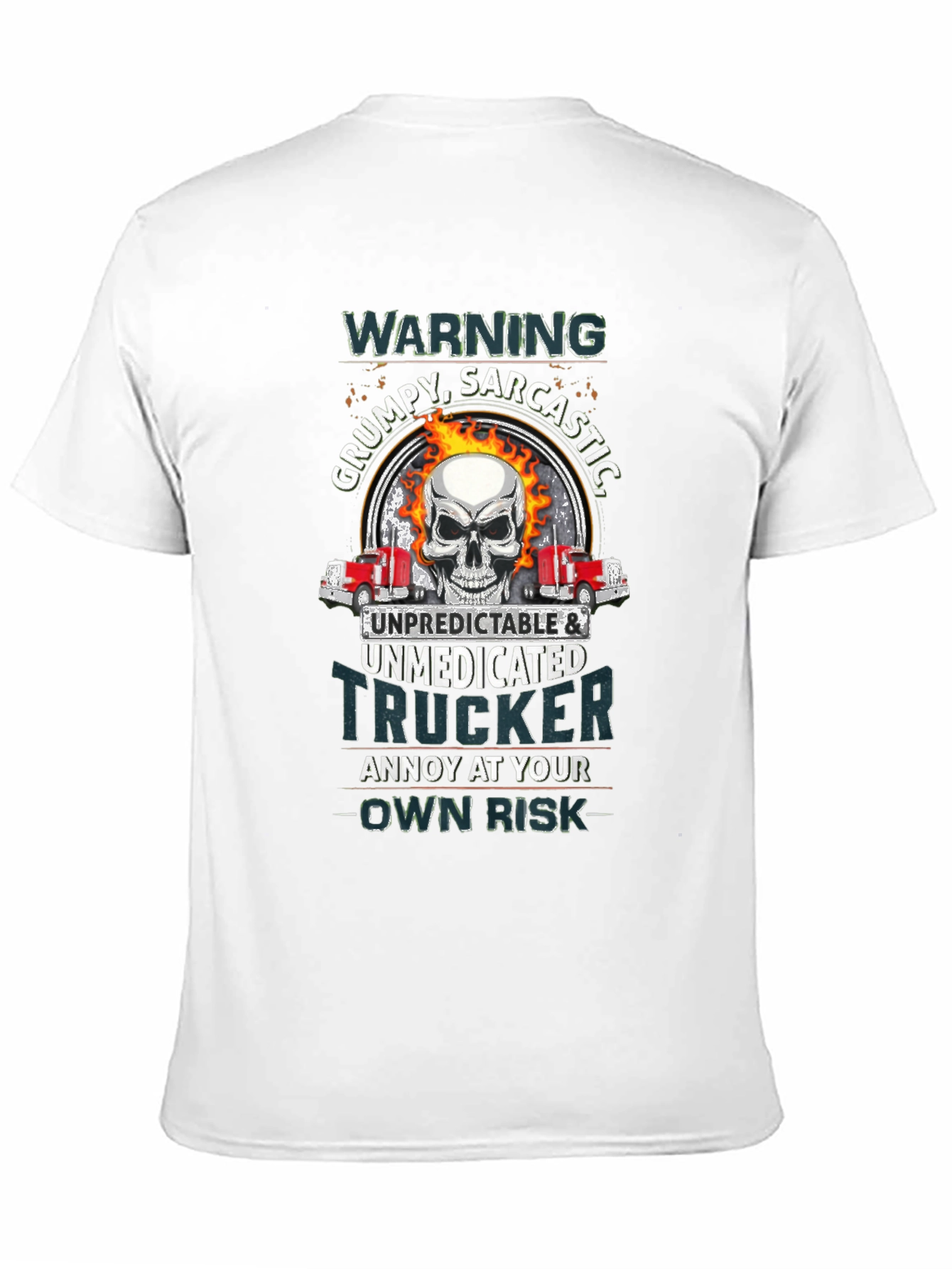 Warning Grumpy Trucker Skull T-Shirt