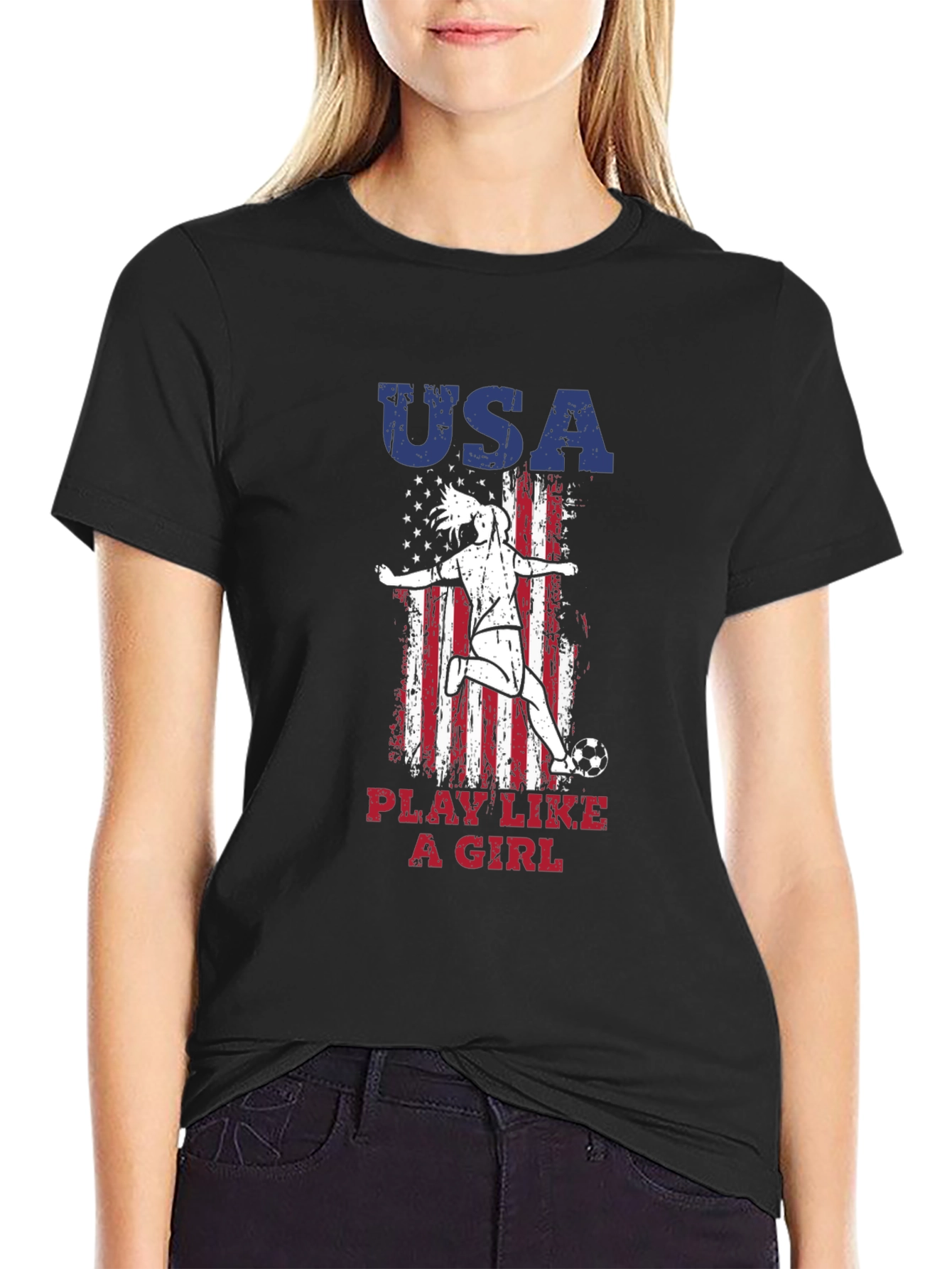 USA Play Like a Girl Soccer T-Shirt