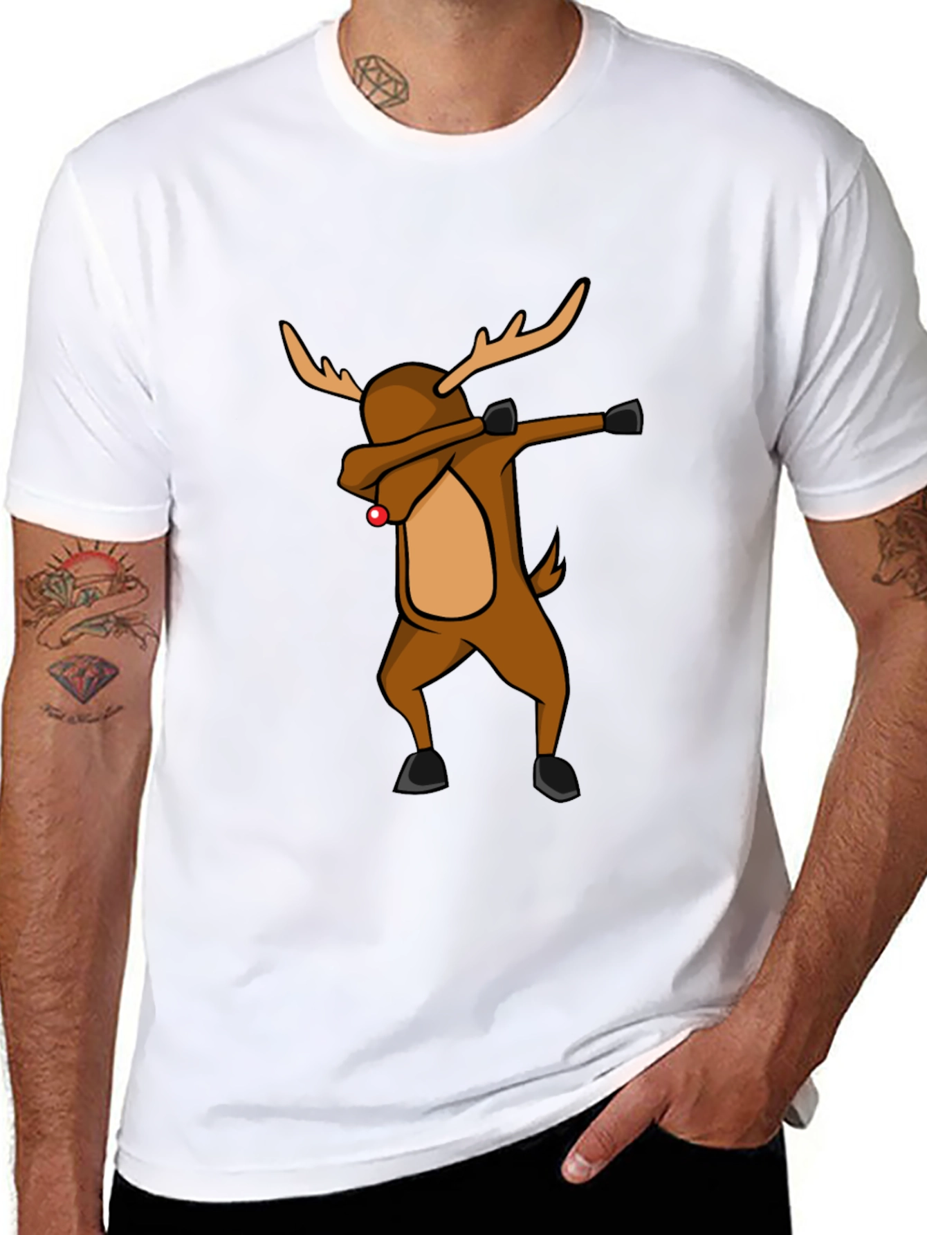 Dabbing Reindeer Christmas T-Shirt - Holiday Apparel