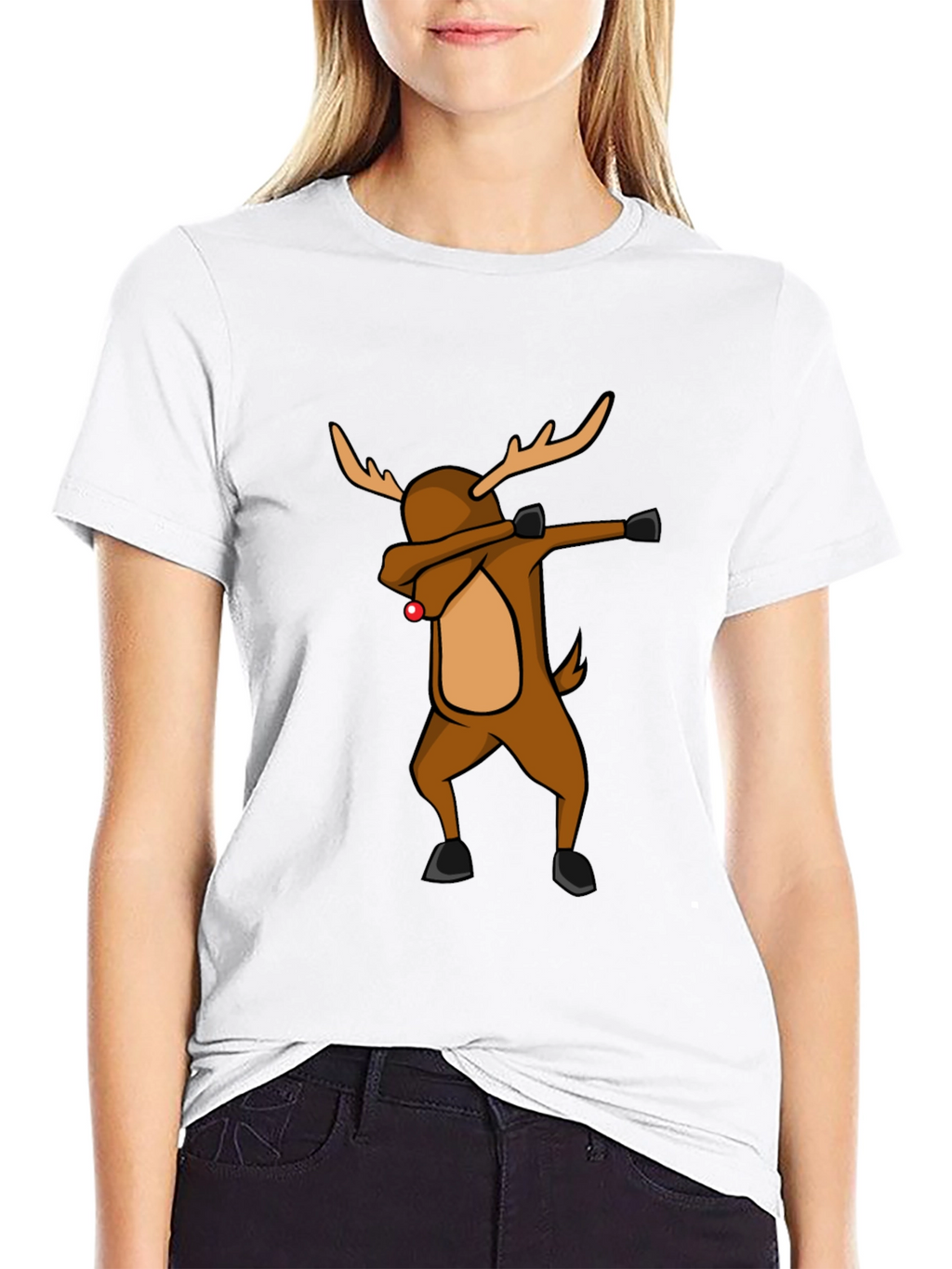 Dabbing Reindeer Christmas T-Shirt - Holiday Apparel