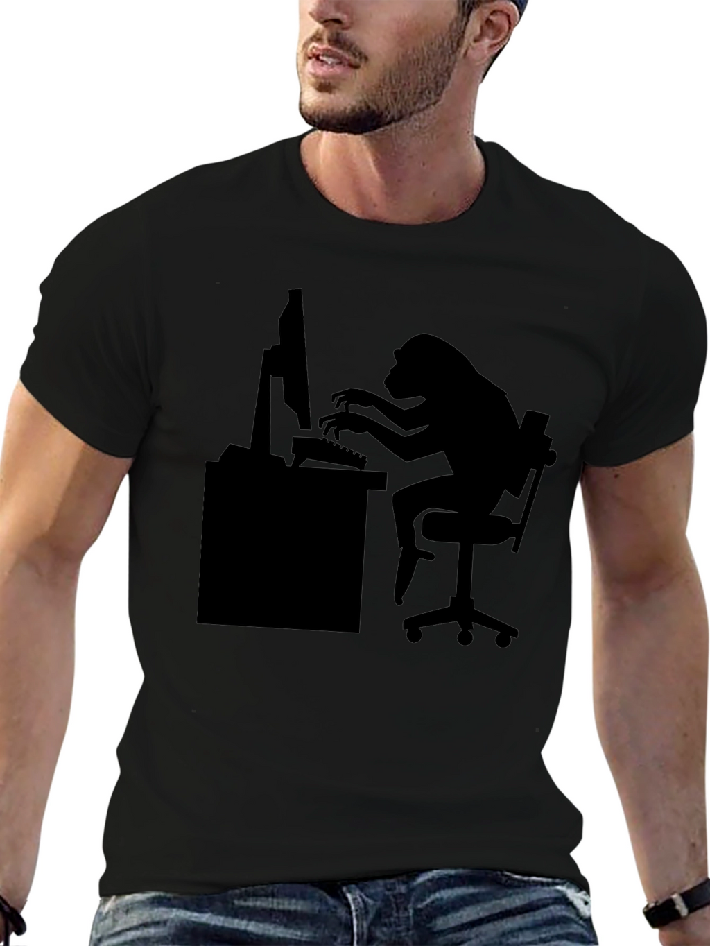 Monkey Coder T-Shirt - Black Graphic Tee