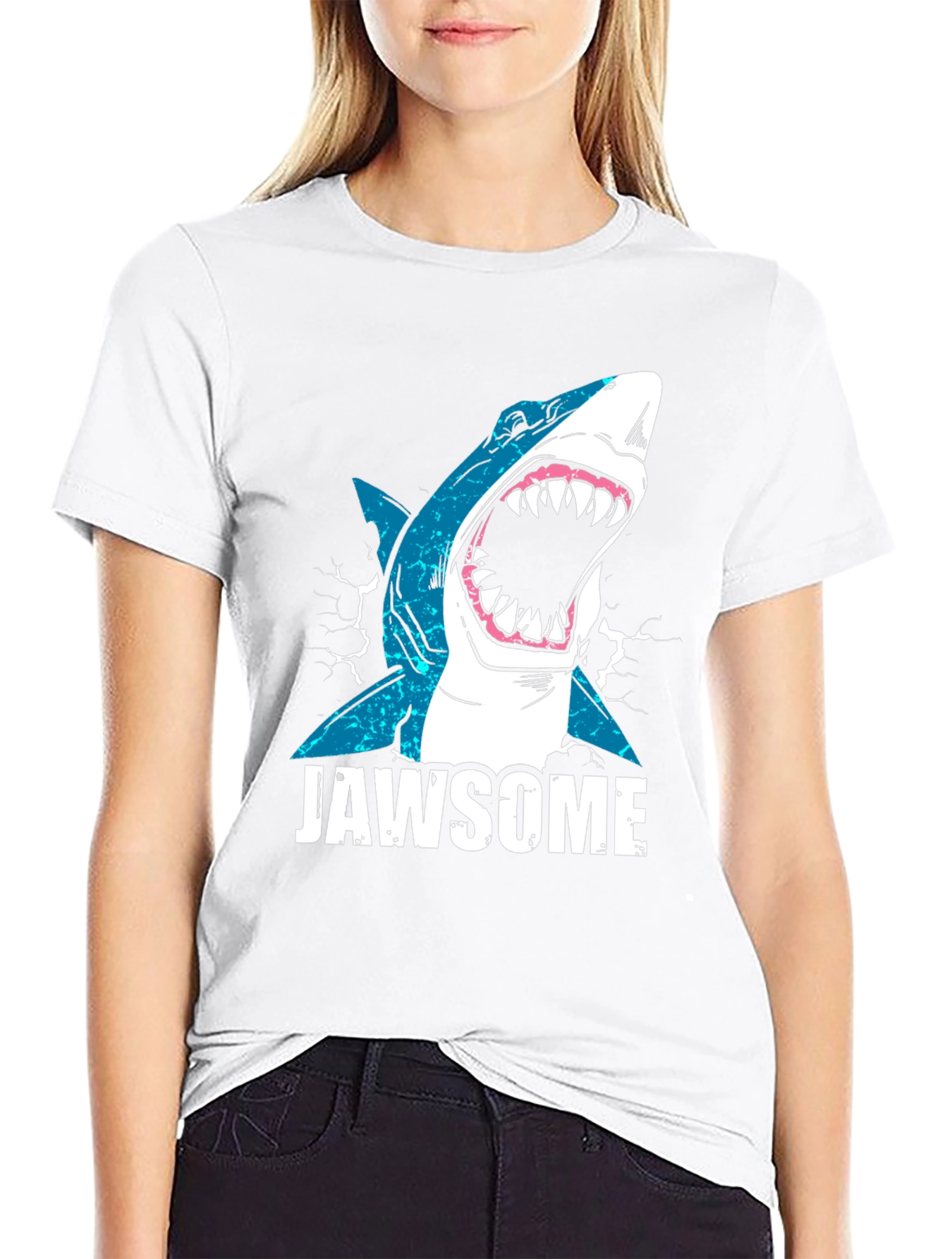 Jawsome Shark Graphic Tee - Black Cotton T-Shirt