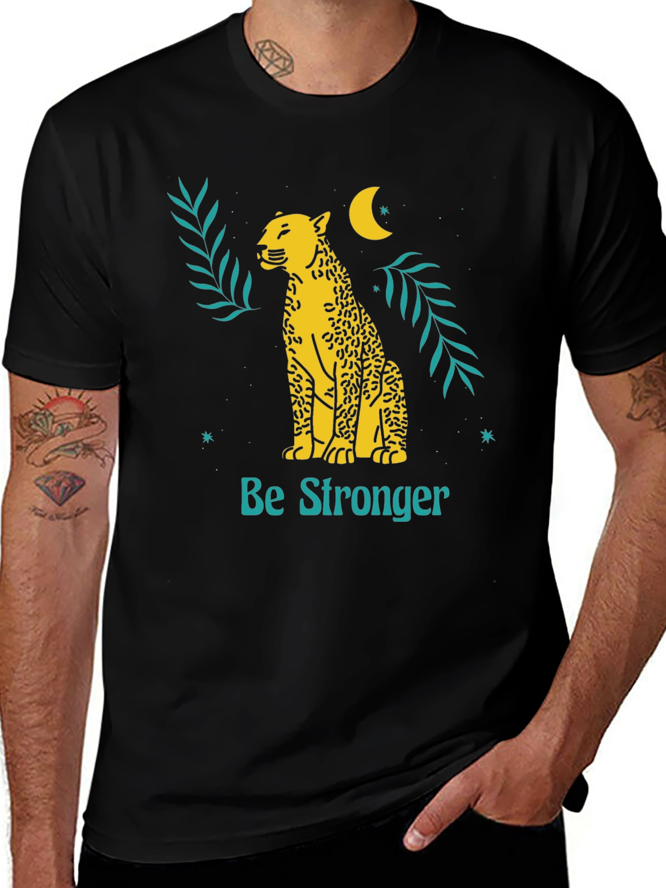 Be Stronger Leopard Graphic Tee - Black