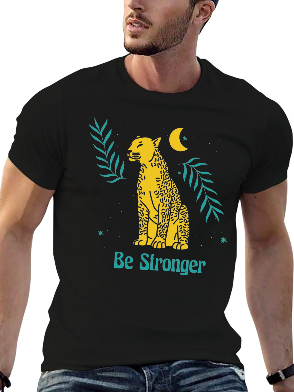 Be Stronger Leopard Graphic Tee - Black