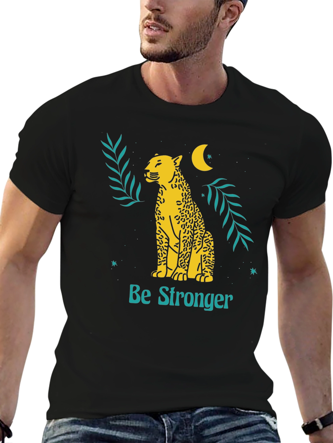 Be Stronger Leopard Graphic Tee - Black