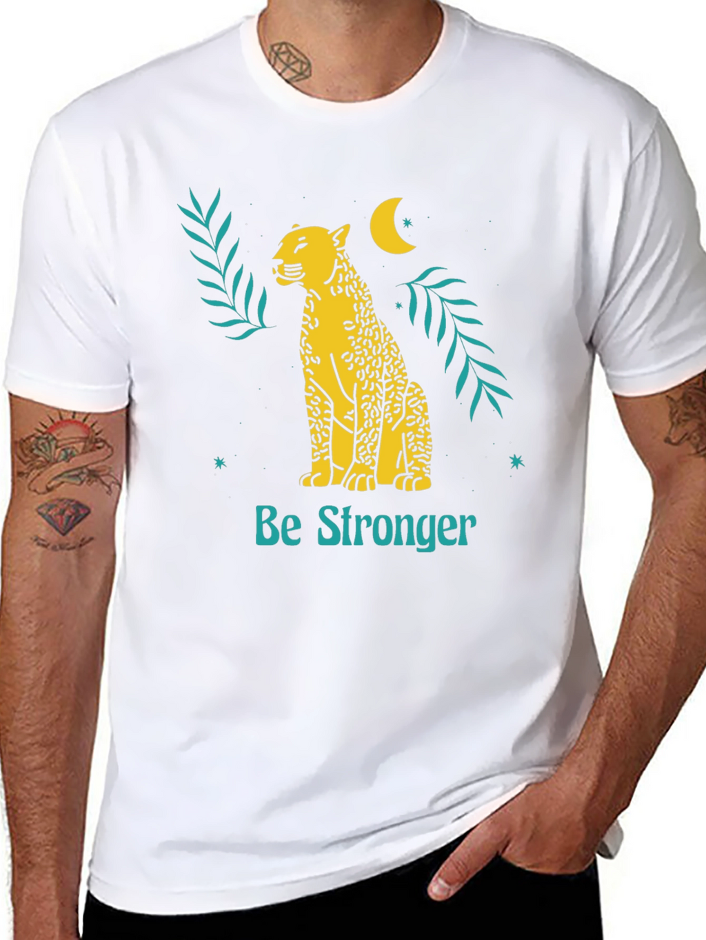 Be Stronger Leopard Graphic Tee - Black