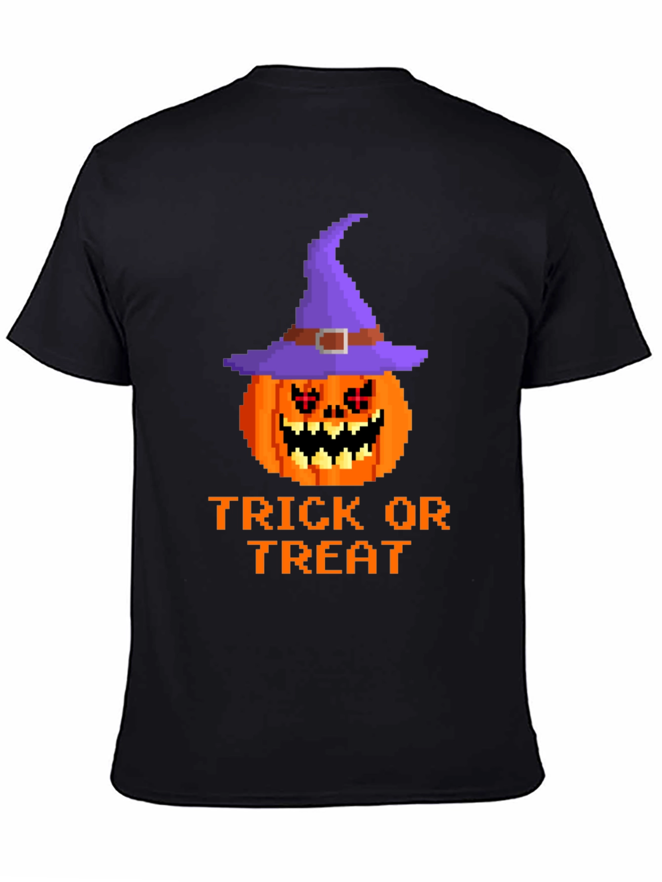 Halloween Pixel Pumpkin Witch Hat T-Shirt