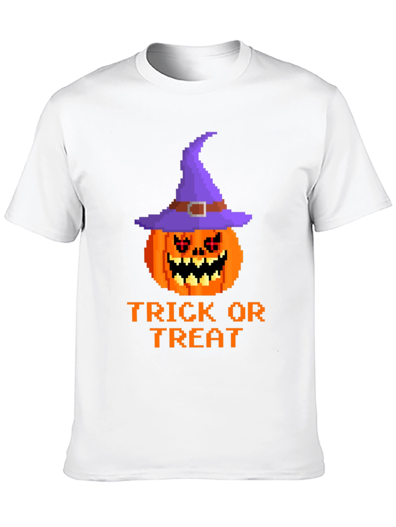 Halloween Pixel Pumpkin Witch Hat T-Shirt