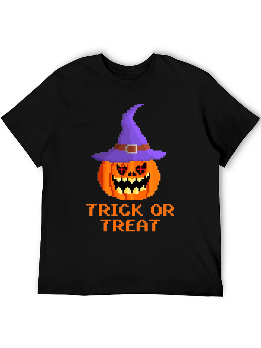 Halloween Pixel Pumpkin Witch Hat T-Shirt