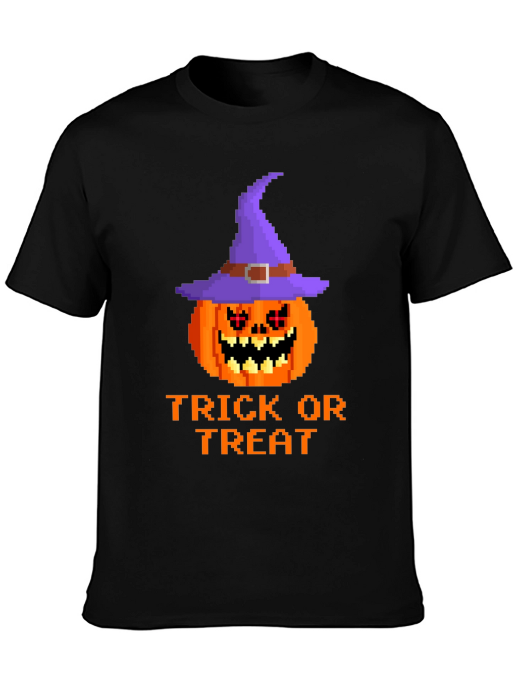 Halloween Pixel Pumpkin Witch Hat T-Shirt