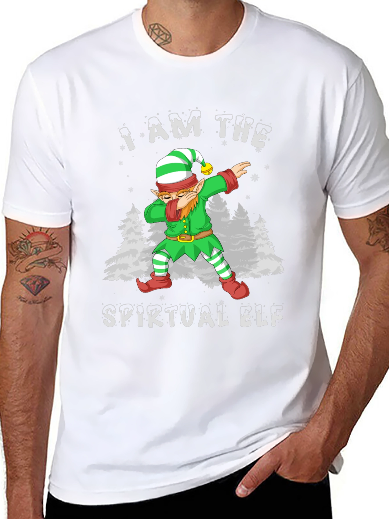 Spiritual Elf Dabbing Christmas Graphic Tee