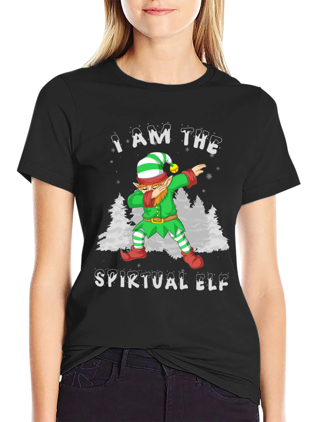 Spiritual Elf Dabbing Christmas Graphic Tee