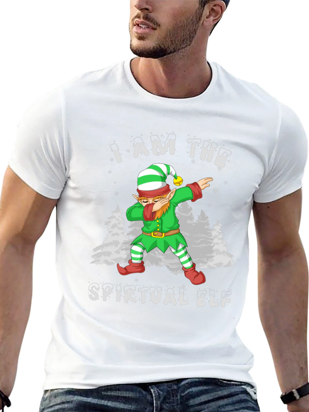 Spiritual Elf Dabbing Christmas Graphic Tee