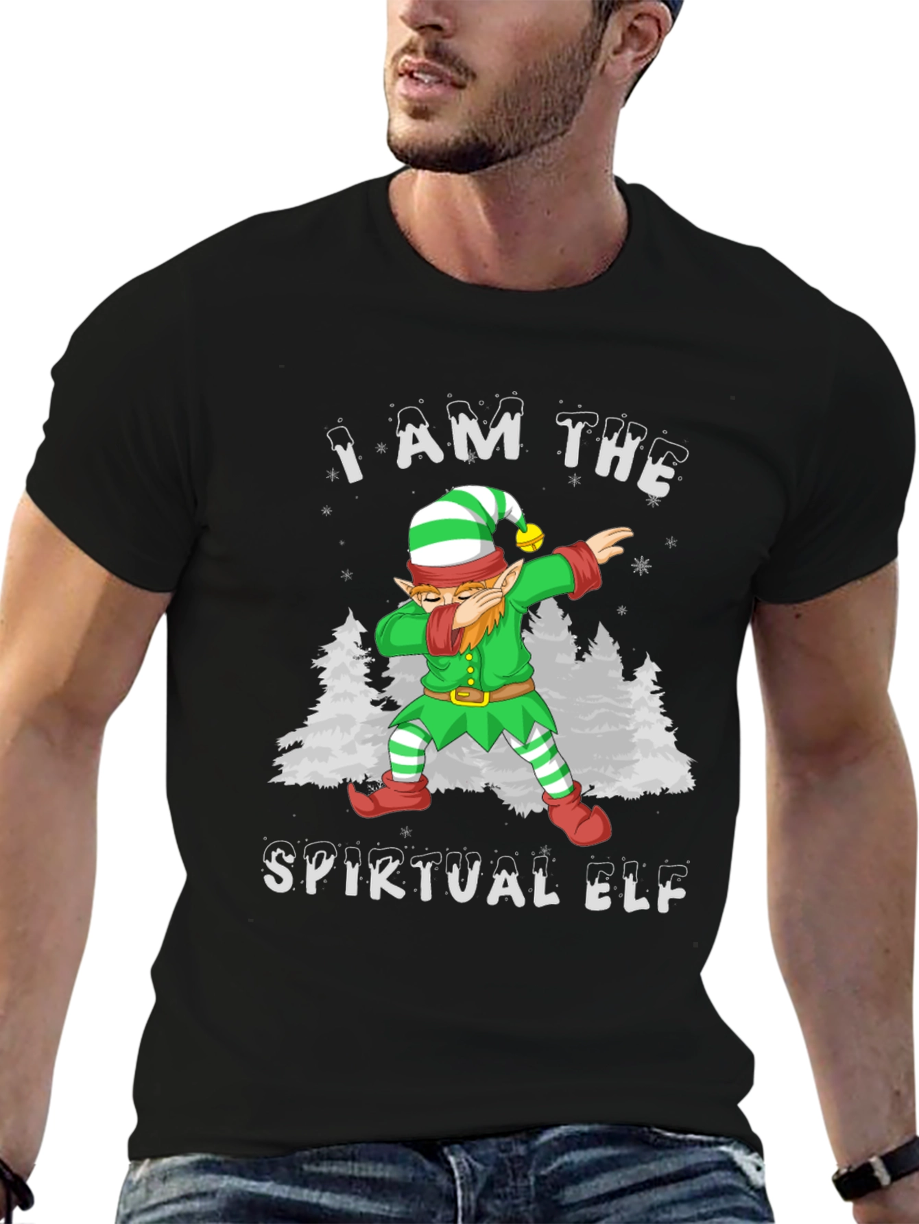 Spiritual Elf Dabbing Christmas Graphic Tee