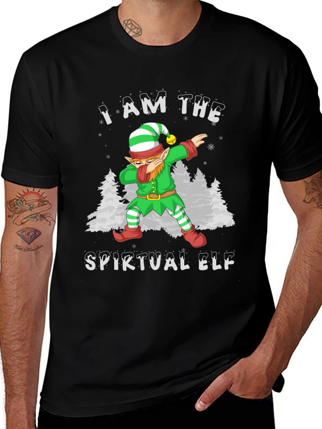 Spiritual Elf Dabbing Christmas Graphic Tee