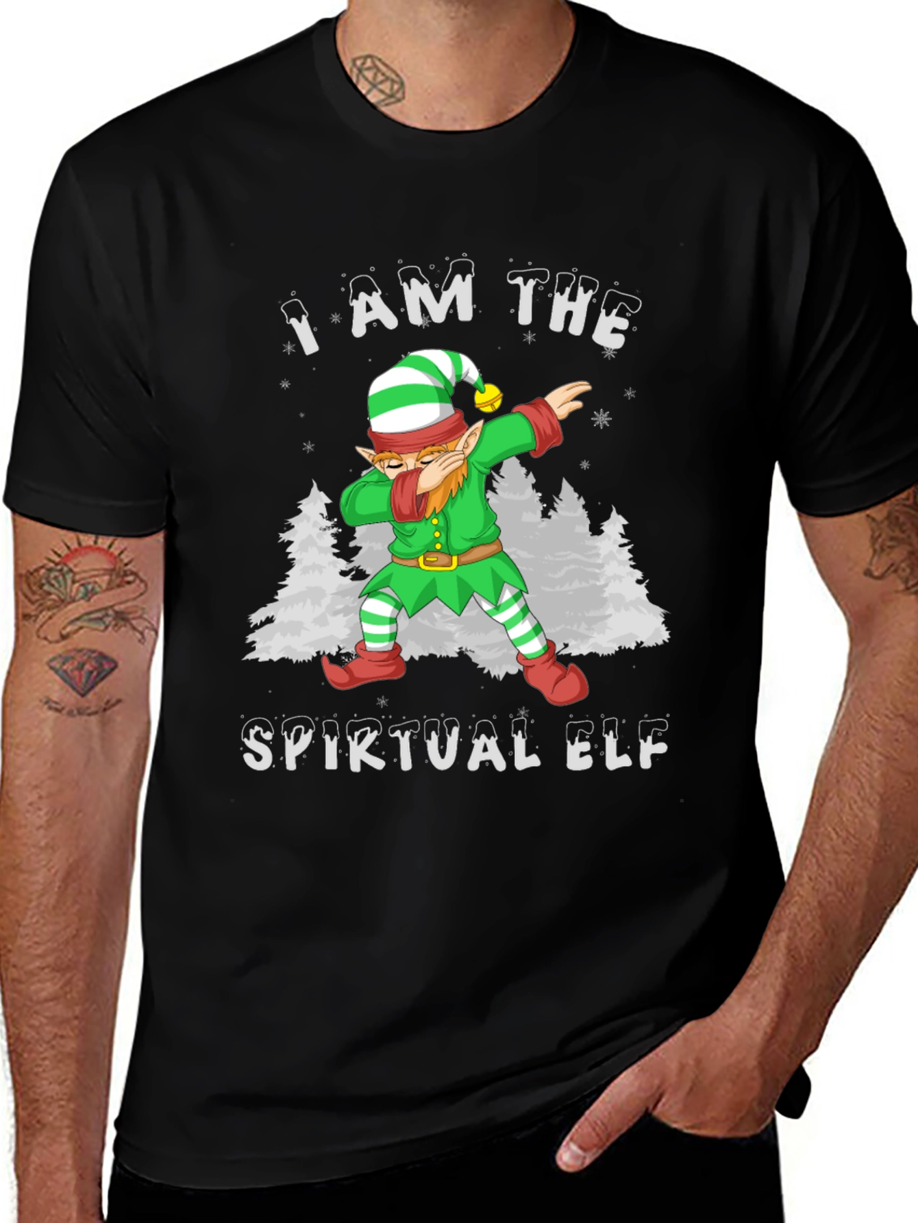 Spiritual Elf Dabbing Christmas Graphic Tee