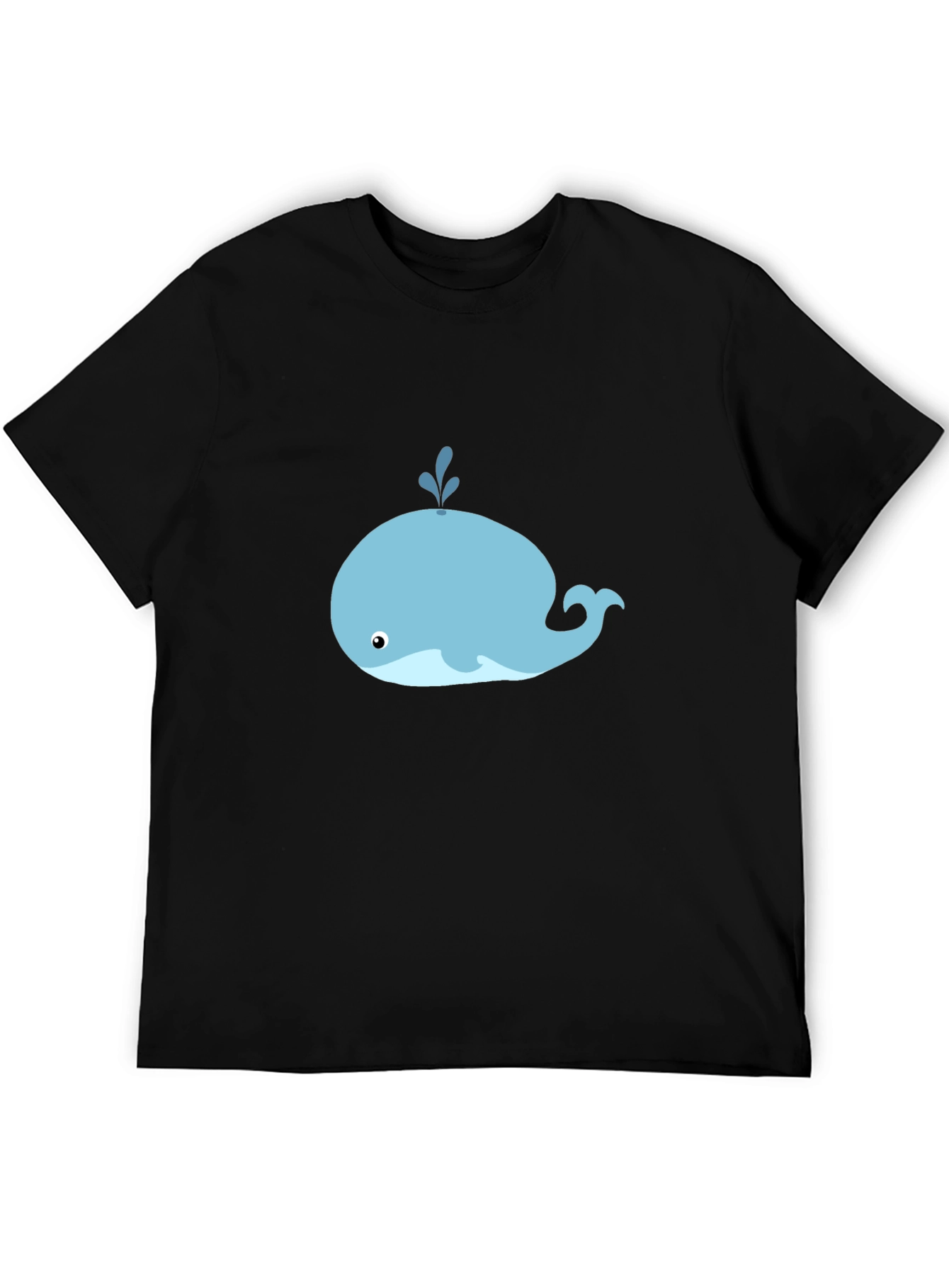 Cute Whale Graphic Tee - Black Cotton T-Shirt