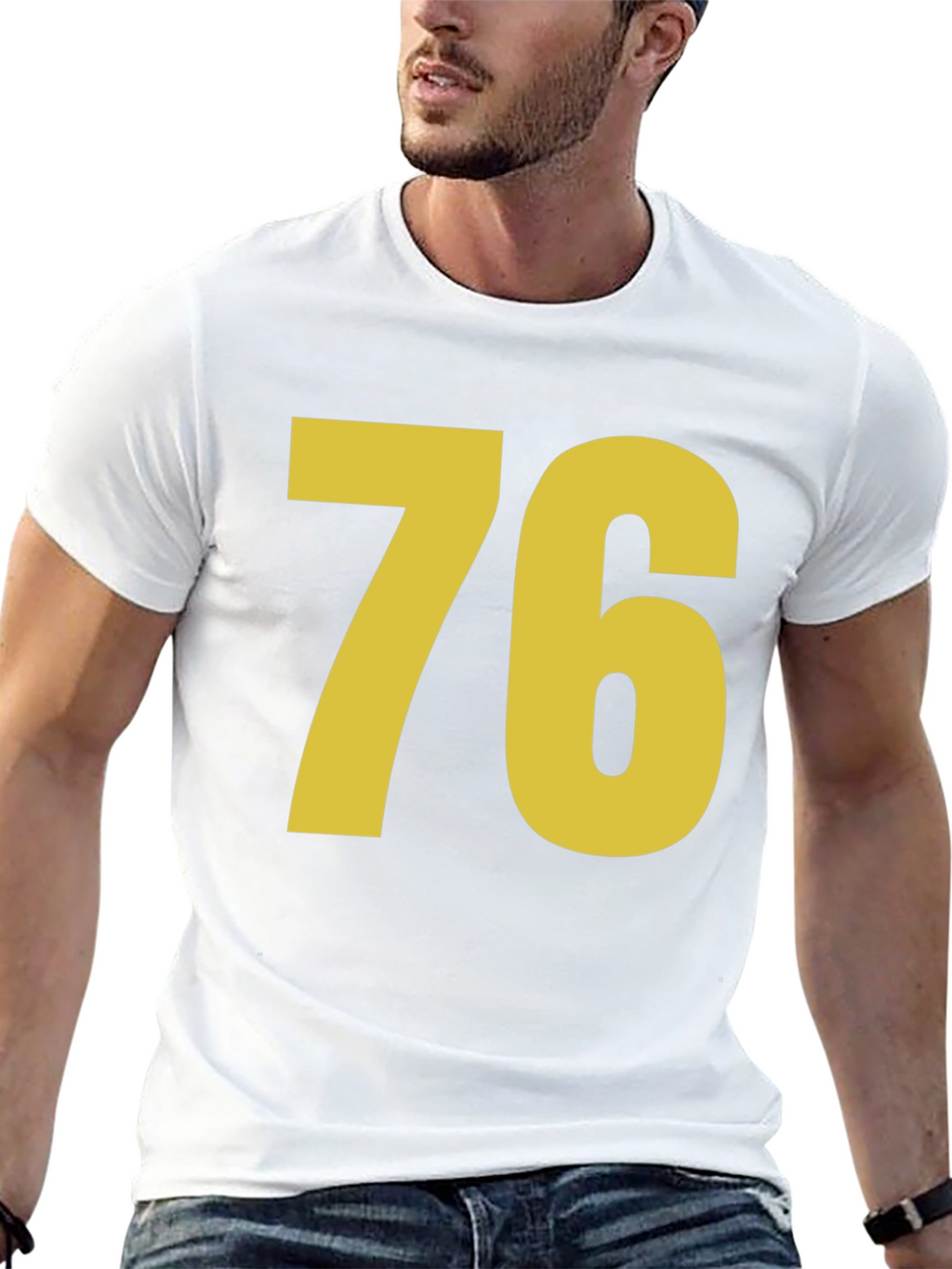 Retro Number 76 Graphic T-Shirt - Black